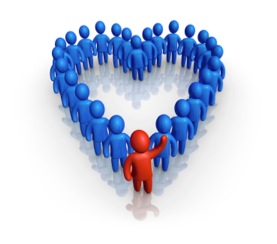 Heartshaped Crowd with Leader at the Head of it